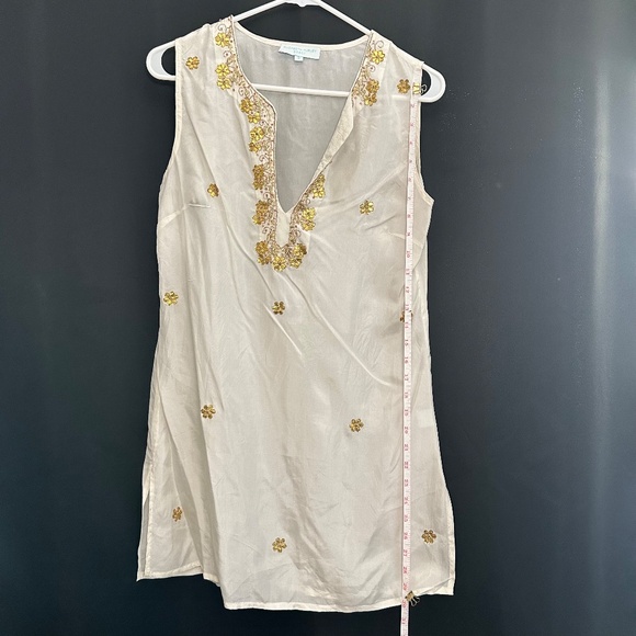 Elizabeth Hurley Beach Silk Tunic Size S Handcrafted Embroidered (WD004) - Picture 5 of 8